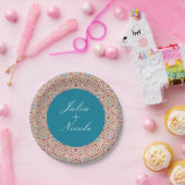 Geometrische stijl sprankelt koper Metallic bruilo Papieren Bordje (Feest)