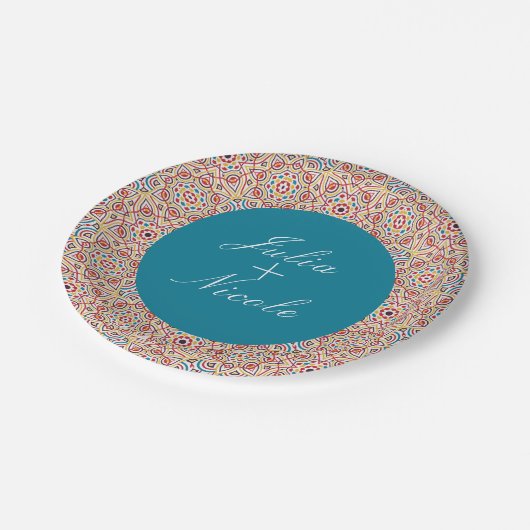 Geometrische stijl sprankelt koper Metallic bruilo Papieren Bordje (Gekanteld)