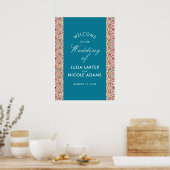 Geometrische stijl sprankelt koper Metallic bruilo Poster (Keuken)
