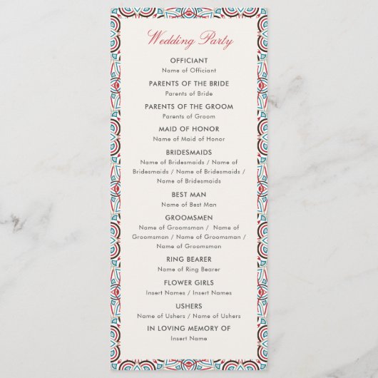 Geometrische stijl sprankelt koper Metallic bruilo Programma (Achterkant)