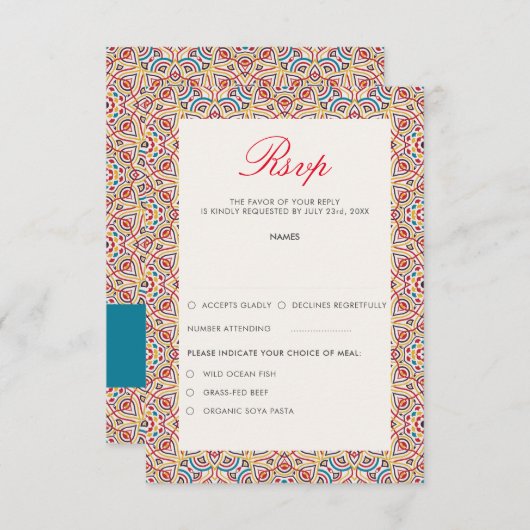 Geometrische stijl sprankelt koper Metallic bruilo RSVP Kaartje (Voorkant / Achterkant)