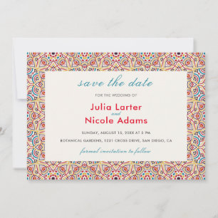 Geometrische stijl sprankelt koper Metallic bruilo Save The Date