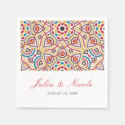 Geometrische stijl sprankelt koper Metallic bruilo Servet (Voorkant)