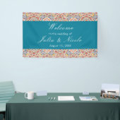 Geometrische stijl sprankelt koper Metallic bruilo Spandoek (Beurs)