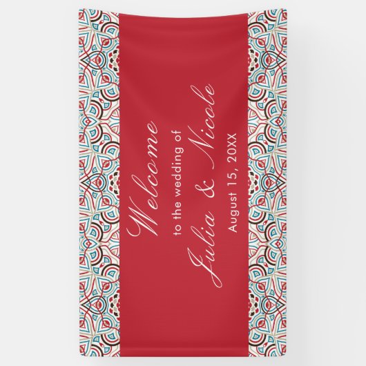 Geometrische stijl sprankelt koper Metallic bruilo Spandoek (Verticaal)