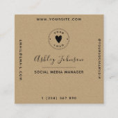 Geometrische stijlvol Kraft Paper QR Code Simple L Vierkante Visitekaartje (Voorkant)