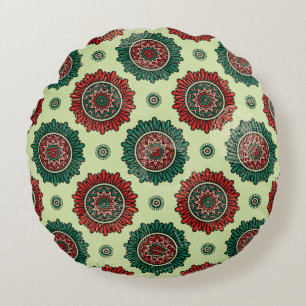 Geometrische Stippen Boho Mandala Rond Kussen