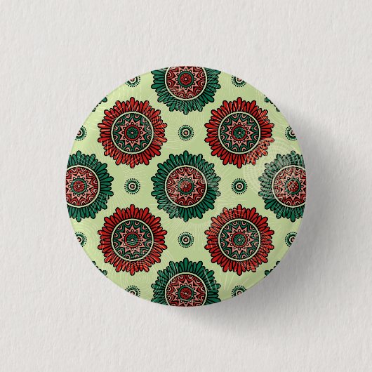 Geometrische Stippen Boho Mandala Ronde Button 3,2 Cm (Voorkant)