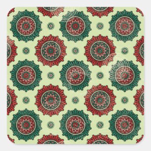 Geometrische Stippen Boho Mandala Vierkante Sticker