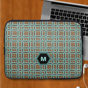 Geometrische Stippen en vierkante monogram Laptop Sleeve
