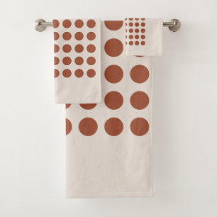 Geometrische Stippen Rust Beige Terracotta Earth T Bad Handdoek