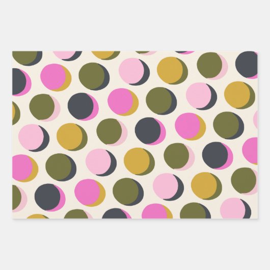 Geometrische Stippen van kleurrijke retro Patroonr Inpakpapier Vel (Voorkant 2)
