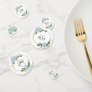 Geometrische Stof Blauwe Bloemen Bruiloft Confetti