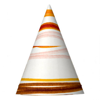 Geometrische strepen, oranje waterverf illustratie feesthoedjes