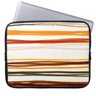 Geometrische strepen, oranje waterverf illustratie laptop sleeve