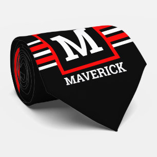 GEOMETRISCHE Strepen Rood Wit Zwart Stropdas