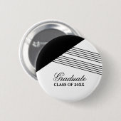 Geometrische Stripe Black Afstuderen Button (Voorkant /achterkant)