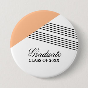 Geometrische Stripe Oranje Button Afstuderen