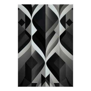 Geometrische Symfonie in Zwart en Wit Perfect Poster