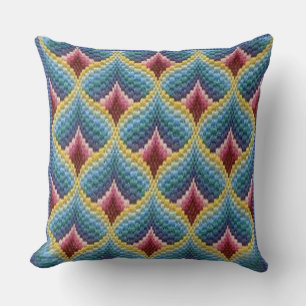 Geometrische tapijtdroom: Bargello Needlepoint Kussen