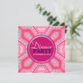 Geometrische technische roze Lila uitnodiging voor (Staand voorkant)