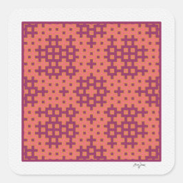 geometrische tegel van zalm en fuchsia Hitomezashi Vierkante Sticker