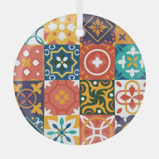 Geometrische Tegels Patroon Glas Ornament