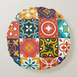Geometrische Tegels Patroon Rond Kussen