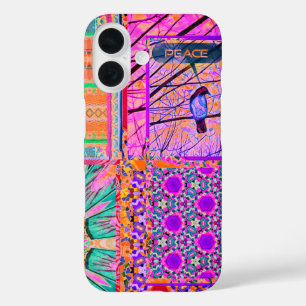 Geometrische Tegels van Azulejos met Vredesvogel iPhone 16 Hoesje