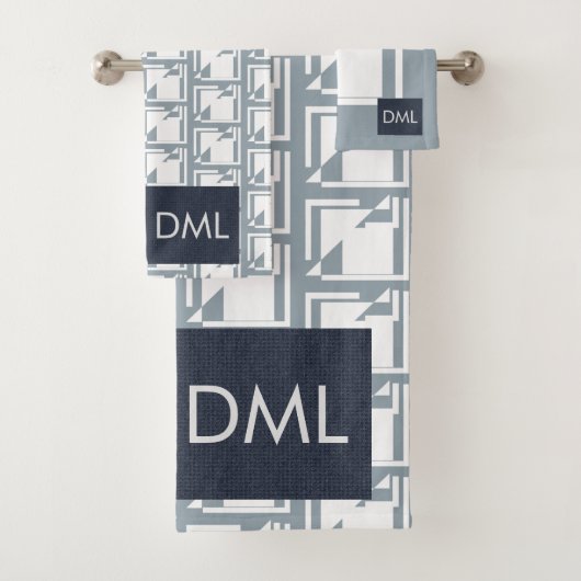 Geometrische textuur Warm Blue Tones Pattern Bad Handdoek (Insitu)