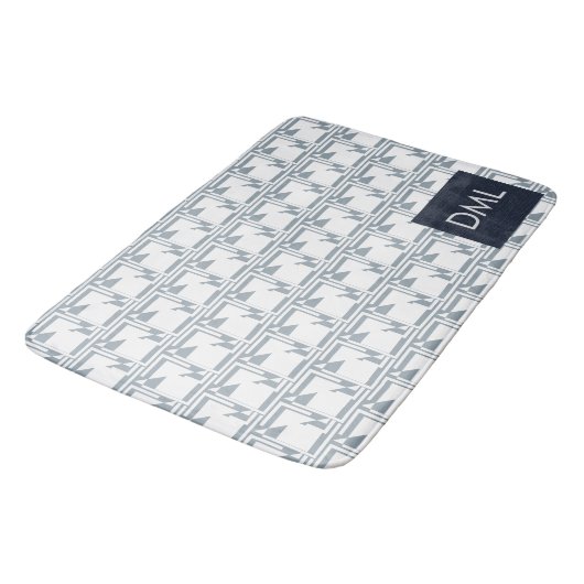 Geometrische textuur Warm Blue Tones Pattern Badmat (Gekanteld)