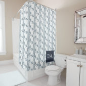 Geometrische textuur Warm Blue Tones Pattern Douchegordijn (In situ)