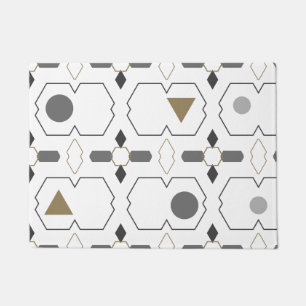 Geometrische Toegang - Minimaal Modern Zwart Grijs Deurmat