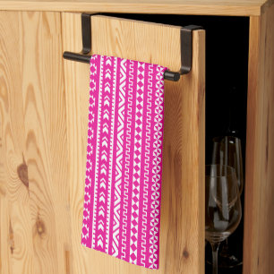Geometrische tribaal in Girly Hot Pink Theedoek