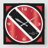 Geometrische Trinidad en Tobago Vlag en FAMILIENAA Vierkante Klok (Voorkant)