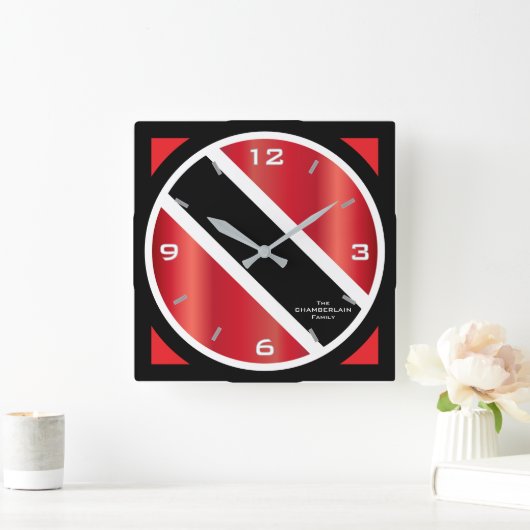 Geometrische Trinidad en Tobago Vlag en FAMILIENAA Vierkante Klok (Huis)