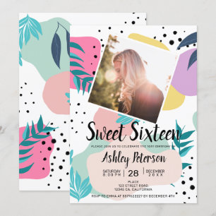 Geometrische tropische bladeren vormen een foto Sw Kaart