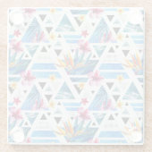 Geometrische tropische bloemen glazen onderzetter (Achterkant)