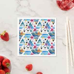 Geometrische tropische bloemen servet