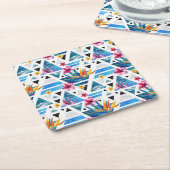 Geometrische tropische bloemen vierkante kartonnen onderzetter (Schuin)