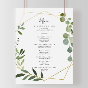Geometrische tropische groene bladeren Spaans dine Menu