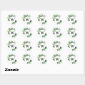 Geometrische Tropische Monogram Bruiloft Envelop A Ronde Sticker (Vel)