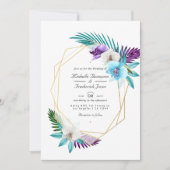 Geometrische tropische orchideeën QR Code RSVP Wed Kaart (Voorkant)