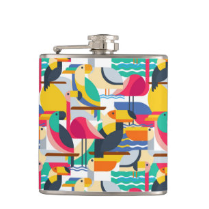 Geometrische tropische vogels heupfles