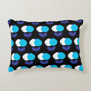 Geometrische tulpen blauw en zwart accent kussen