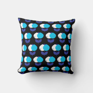 Geometrische tulpen blauw en zwart kussen