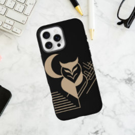 Geometrische uil met een maansikkel iPhone 16 pro max hoesje