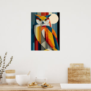 Geometrische Uil Muur Kunst Poster Kleurrijke Ab