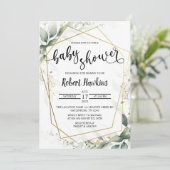 Geometrische uitnodiging tot het Baby shower (Staand voorkant)