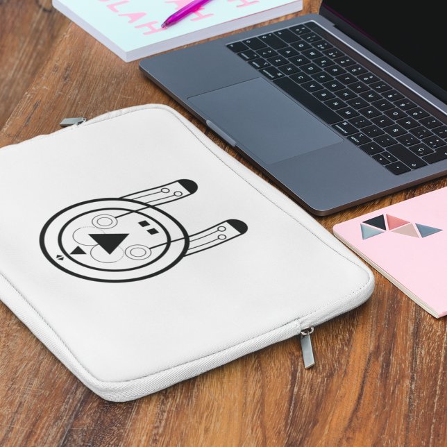 Geometrische Usagi Konijn Zodiac Laptop Sleeve (Carry your zodiac energy in style with this sleek Usagi Rabbit laptop sleeve.)